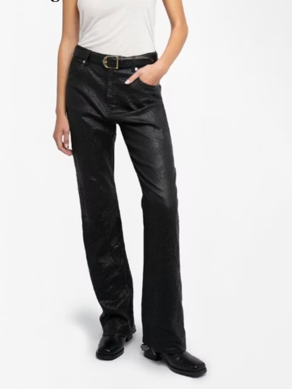 Zadig & Voltaire Evy Crinkled Leather Pants Black Size Xs (Fr 34)